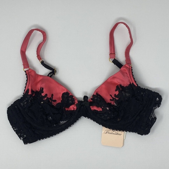 Agent Provocateur Nayeli SOIREE Pink Black Silk Bra NWT $505